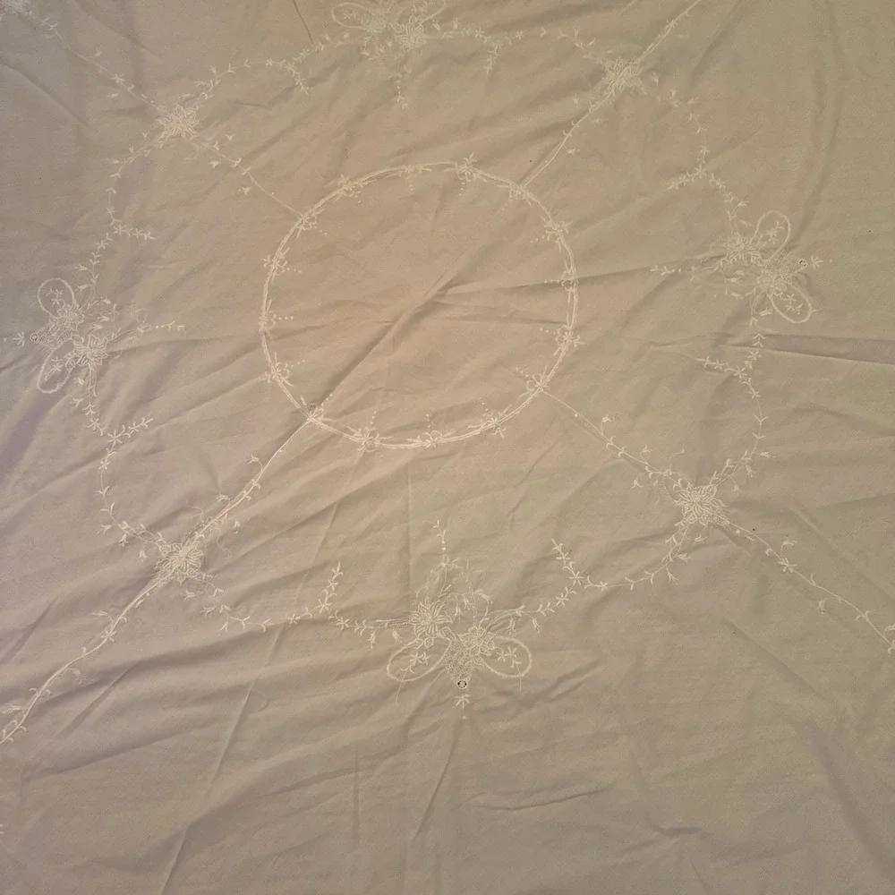 2.8.6 White Round Embroidered Floral Tablecloth 69